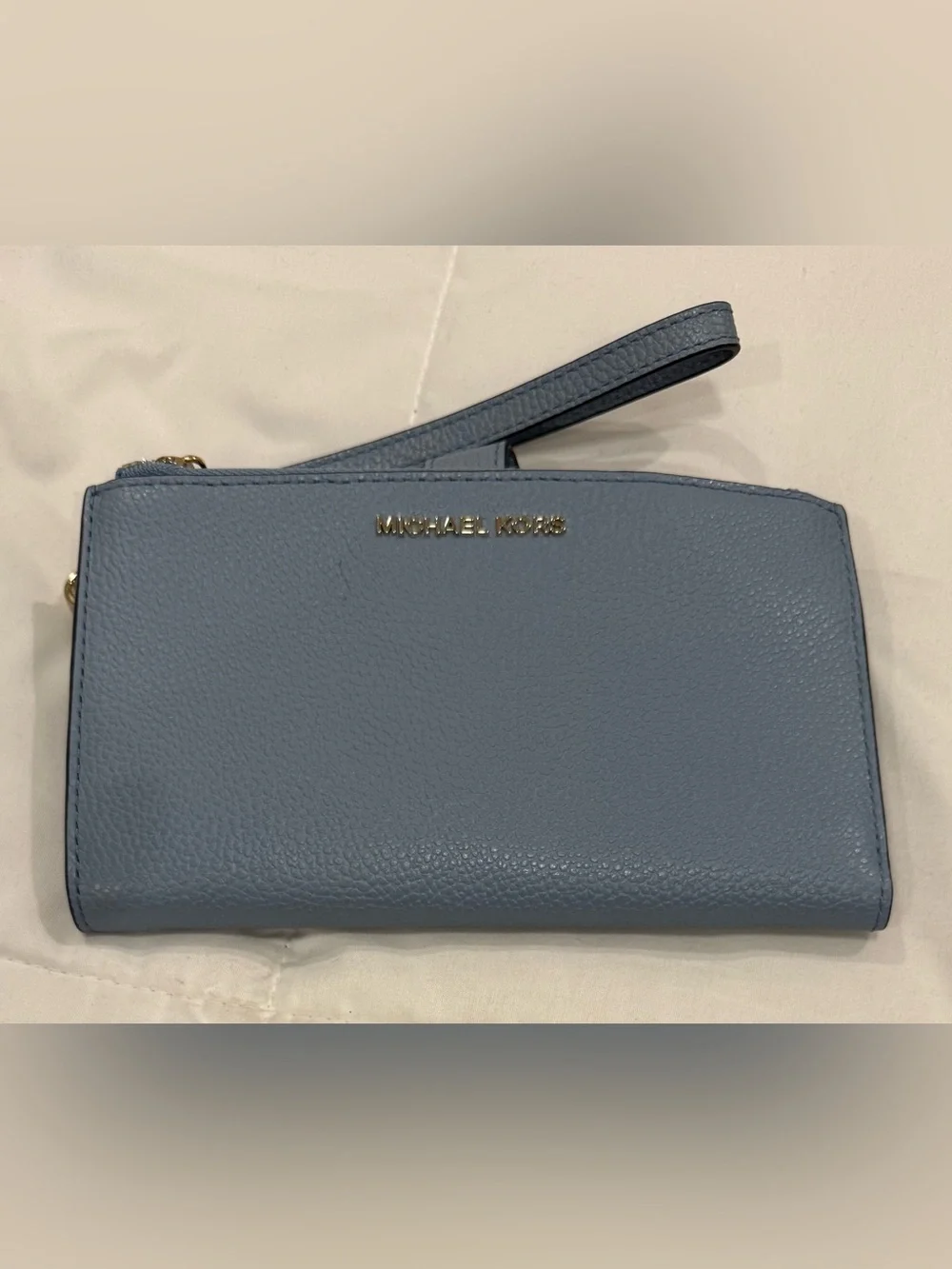 Michael Kors Adele Double Zip Leather Wristlet Wallet - Denim Blue